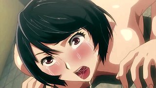 Hot nerdy girl in a swimsuit gets fucked doggystyle by her boyfriend who thrusts his cock in her tight ass - hentai