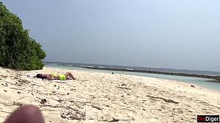 Stepmom and Stepdaughter Public Beach Sex - Big Tits Amateur Facial Cumshot