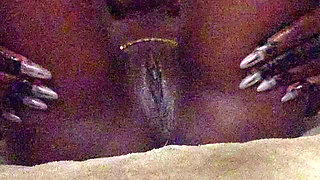Ebony Brown Goddess Slowly Massages Her Oiled Thighs and Juicy Pussy Close up Fuck