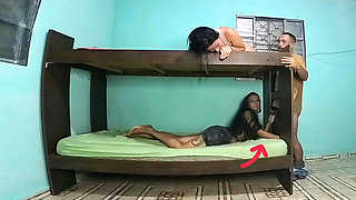 High Tension in the Bunk Bed Girlfriend on Top, Female Friend Below, Boyfriend in the Middle of the Chaos