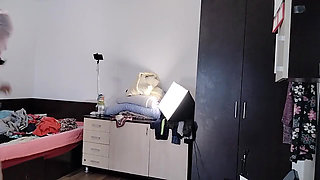 Sexy Latina Tries on and Cuts Clothes. Sexy Latina with Hairy
