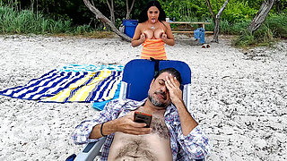 Bored busty Latina stepsis fuck outdoors