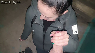 Smoking Girlfriend Sucks Me off on Stairs - Black Lynn
