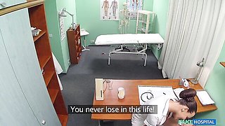 Sexy long-legged nurse in red panties Little fucked from behind