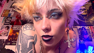 Goth Nostril Flaring, Rubbing Dildo, Drooling in Lipstick
