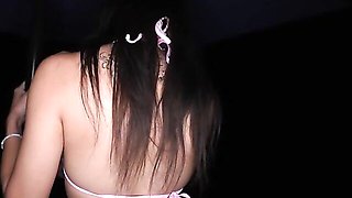 Nighttime poolside fuck with a long-legged brunette Amira Mae