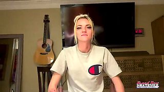 Skinny Blonde Cutie Sassy Sucks A Cock Before She Gets Her Pussy Pounded!