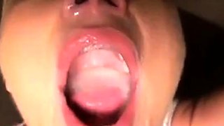 Amateur Girl Swallows Huge Load on Webcam