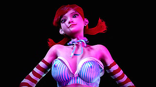 Red head girl with pigtails dancing : 3D Hentai