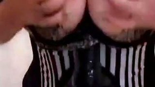 Busty BDSM Milf Babs Lactates on Webcam Solo