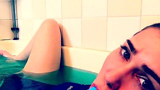 Small tit brunette amateur tugs on a big willie