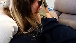 Blonde Babe's Clothes Ruined by Extreme Bukkake Before Work