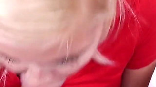 19 year old teen Madison Hart no hands POV blowjob and cum swallow