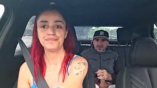 Uber Driver Catches Redhead Teen Masturbating in Car - Amateur POV Blowjob & Cumshot