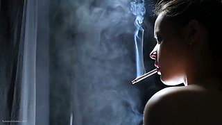 A Little Bit Naked Smoking Girl