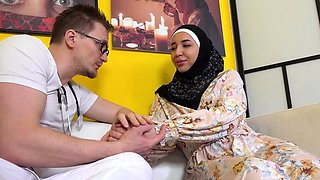 The doctor needs to taste a hairy Arab pussy