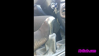 Nyllady Driving and Revving Her Bravo in High-heeled Boots and Black Ballet Flats