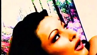 Petite brunette in black nylons twat fucked