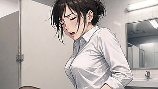 Office lady nude in the women's office restroom