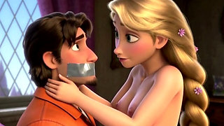 Tangled Bliss: Rapunzel's First Blowjob with Flynn in 4K