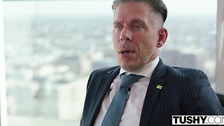 Redhead MILF Takes Control in Intense Double Penetration Threesome