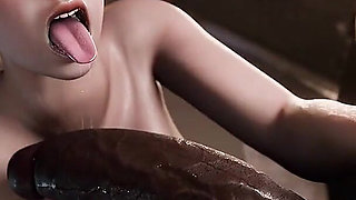 Office Nympho White Slut Thirsty for Cum Devours Her Lover's Enormous Black Cock - Deepthroat Blowjob & Swallows Every Drop