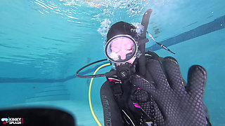 Underwater Scuba Slave Training - Dominated in Chains & Wetsuit Edging