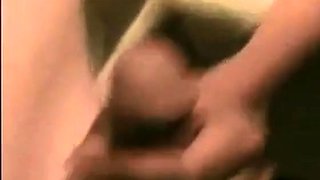 Playing with his big cock and cumming hard all over