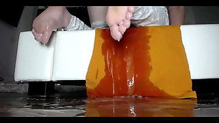 She Make Dirty All the Floor with Big Cum