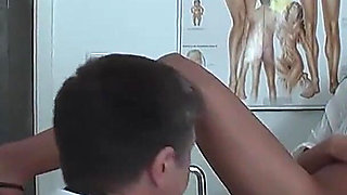 MILF Nurse and Brunette Slut Banged Sharing Gynecologist's Cock