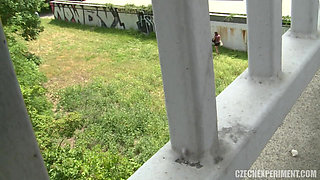Czech Experiment 9: Beauties Eat Each Other Out in Public