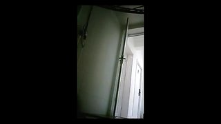 Chinese college student taking a shower in the dorm bathroom (Part 2 of 4).