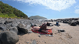 Whispers on a Wind-Kissed Shore Ebony Swan rides white dick...HARD