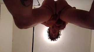 Solo Free-standing Self-assfingering Orgasm & Massive Climax to Start My Day