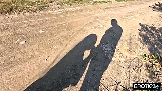 German amateur Maria Gail gets nasty outdoor anal with stranger in car - rough POV fucking and blowjob