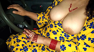 Desi Sister-in-law Gives Blowjob and Creampie in Car - QueenbeautyQB Big Natural Tits