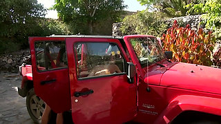 Naked Babes Sucking Cock and Washing Jeep Outdoors