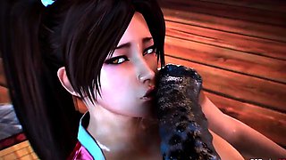 Stacked 3D nymphos cumming hard all over monster cocks