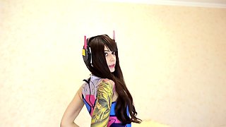 D.Va cosplay sexy girl masturbate anal ass fuck machine