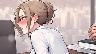 Waifu Secretary POV - Red Lingerie & Hair Variety Office Close-Up Fucking
