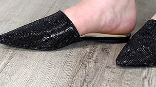Shoe Collection Pointed-toe Sequin Flat Mules - Dame Olga (4k) (643)