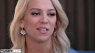 Anal-Curious Skinny Blonde Madison Teases Older Man