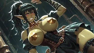 Anime Lovely Cute Orc Boobs, Ai Animation