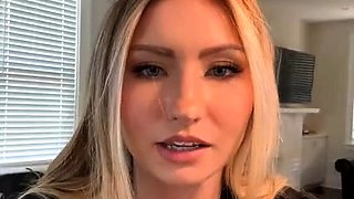 Sensational blonde glamour babe solo and she enjoys it