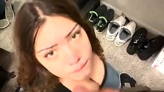 Cute brunette young hookup amateur teen blowjob