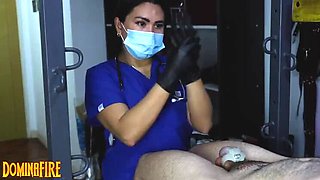 Femdom Nurse Milks & Sounds My Cock - DominaFire Medical Exam