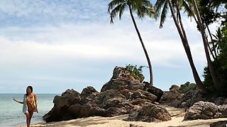 Sexy big tits Thai teen solo striptease