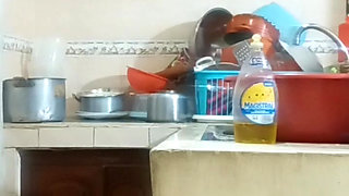 Maid Fucked When She Washes the Dishes