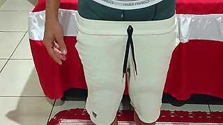 Curiosity A shy woman alone, affectionately playing with her private parts at home.