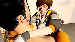 Hanzo and Tracer get it on in an Overwatch parody featuring some wild anal action